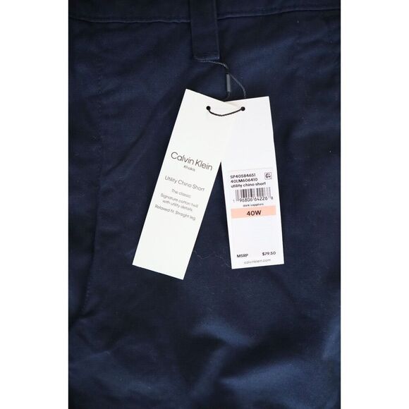 Calvin Klein 40LM606410 Men’s Sz 40W Navy Blue Utility Chino Shorts - Picture 6 of 8